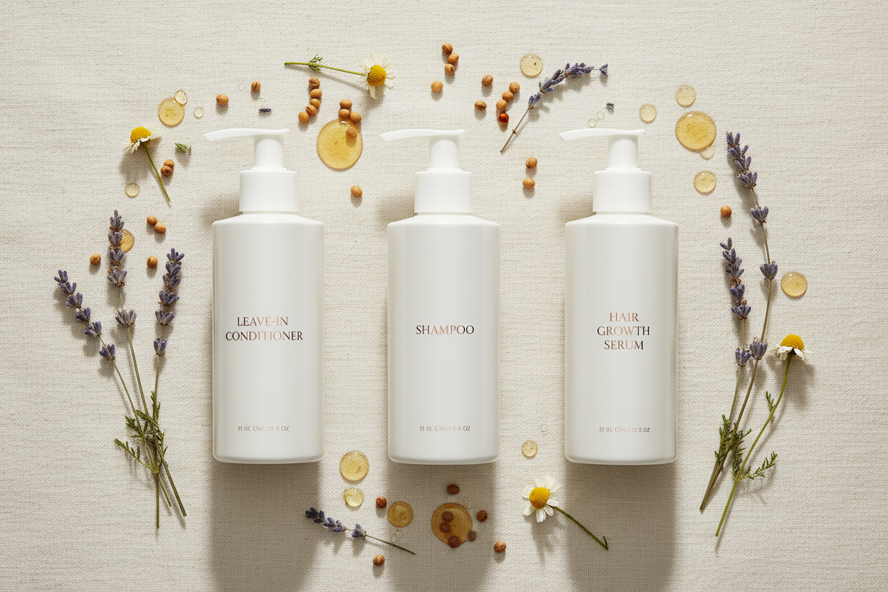 Natural Hair Care System – Shampoo, Leave-In Conditioner & Hair Growth Serum